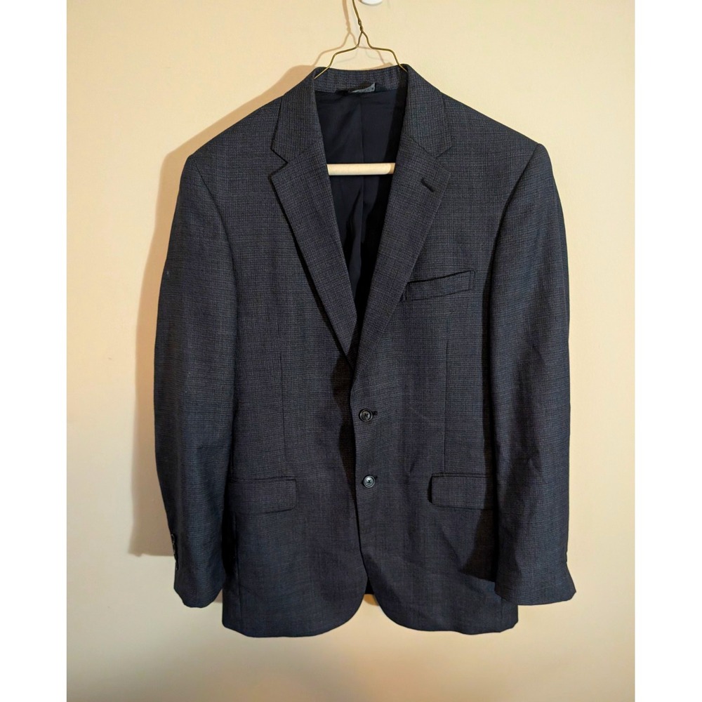 Jos. A. Bank Suit Jacket Mens 40R Gray Check Wool 2 Button Notch Lapel Pockets